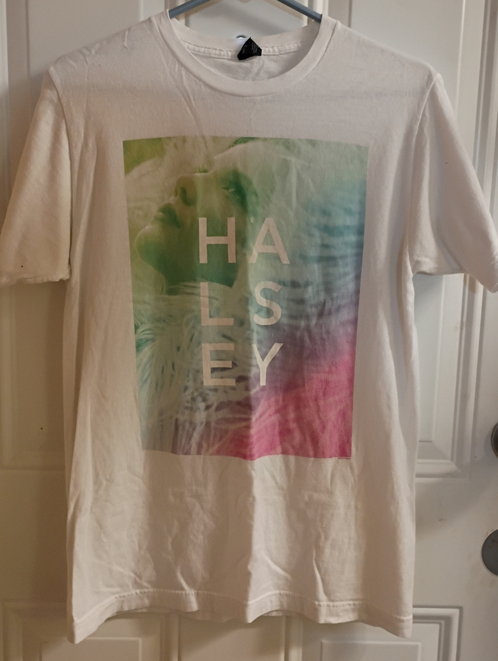 2/$10 Halsey Graphic Tee - White with Gradient Print Medium